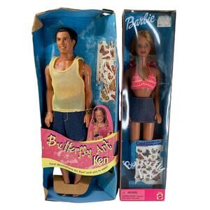 Vintage 90s Set of 2 Butterfly Art Barbie (#29403) & Ken (#22995) Tattoos (1998)
